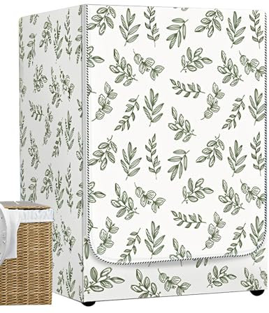 Odot Washer Dustproof Cover Front Load, Washing Machine Dryer Protector Sunscreen Waterproof Tumble Dryer Case Protective Cover for Most Front Loadi (green leaves,L-capacity 10.5-12kg)