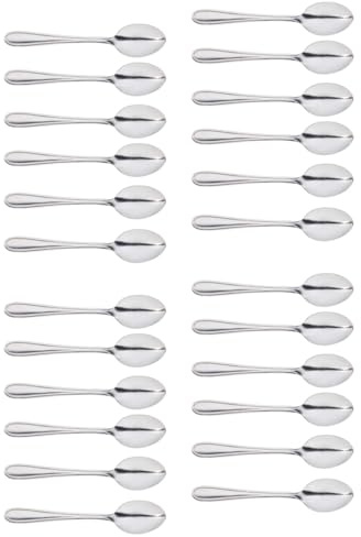 Tradineur - Pack de 24 cucharas soperas de Acero Inoxidable, cucharas de Mesa clásicas para sopas, caldos, potajes, aptas para lavavajillas - 19,5 cm