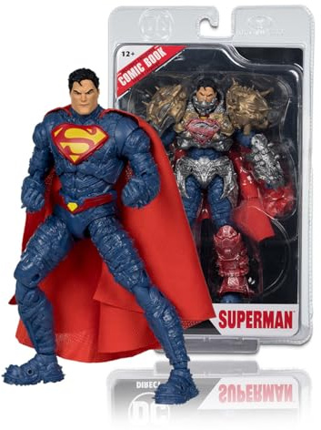 McFarlane 64385949 Figura Superman de DC Multiverse, Gold Edition, con Comic Exclusivo de la colección Superman Ghosts of Krypton, articulada en 22 Puntos, Mide 18 cm, para coleccionistas, Bizak