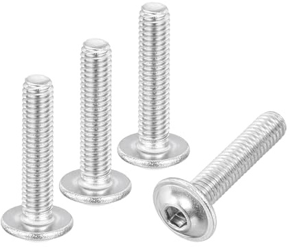 sourcing map 100 Stück M3-0,5 x 14 mm Flanschschrauben mit Innensechskant, 304 Edelstahl, Vollgewinde-Maschinenschrauben, silberfarben