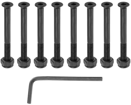 PATIKIL 2 Skateboard Hardware Bolt, 8 Set Carbon Steel Truck Mounting Screws Bolts Nuts Set with L-shape Hexagon Wrench for Skateboard Cruiser, Black
