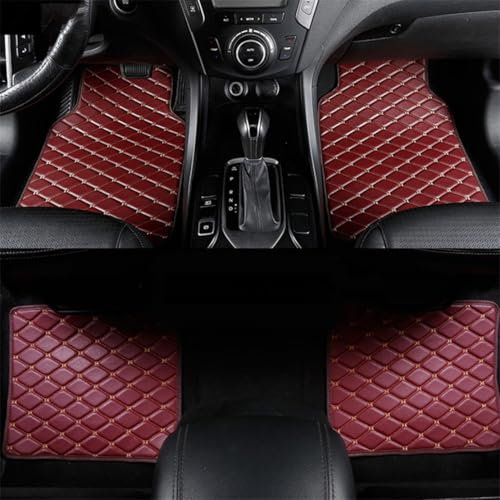 FJCKGF 4 Stück Fußmatten Auto für Volvo C30 2006-2024, Leder Autoteppich Wasserdicht Schutz Innen Zubehör Passgenau rutschfest Allwetter Auto Teppiche Deko,Red