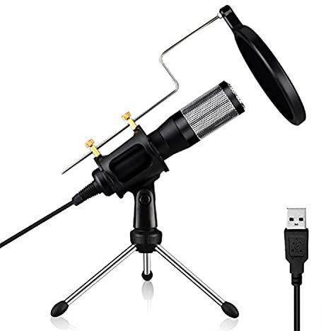 UHJKLA USB Microphone Kit, Protable Metal Recording Microphone Set with Adjustable Arm Stand, Computer Condenser Mic for Studio Recording Vocals, Broadcast