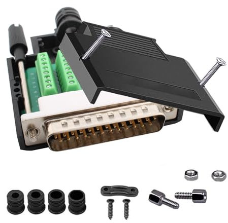 VISSQH DB25 maschio connettore Senza Saldatura,RS232 D-SUB adattatore seriale DB25 25 pin D Sub Connettore DB25 Breakout Connector con custodia