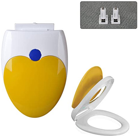 Wttfc Toilettendeckel Mit Absenkautomatik,Toilettenbrille Mit Edelstahl Befestigung Kinder Mit Kindersitz,V-Form Klodeckel,Toilettensitz Aus Kunststoff,Top-Befestigung,Gelb