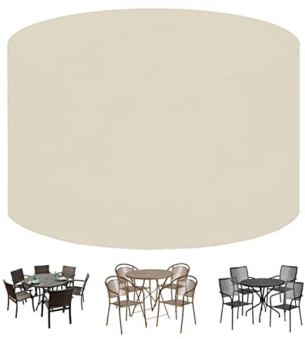 Abdeckung für Terrassenmöbel, rund, 140 x 95 cm, wasserdicht, winddicht, atmungsaktiv, 420D-Oxford-Gewebe, Tischdecke für Garten-Esstisch