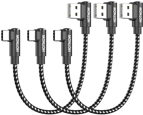 HOTNOW Kurzes USB C Kabel Rechteckiger Winkel 15cm 3 Stücke, 0.15m USB C Ladegerät Kabel Nylon geflochtene Schnellladekabel für iPhone 15 16,Power Bank und andere Typ c Geräte