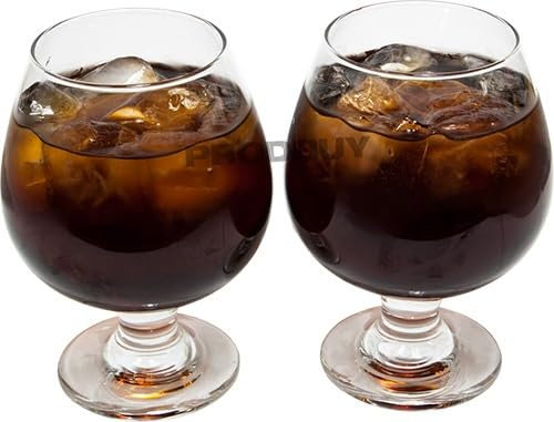 Darthome Set of Large 390ml Stemmed Cognac Brandy Glasses Clear Glass Retro Balloon (2)