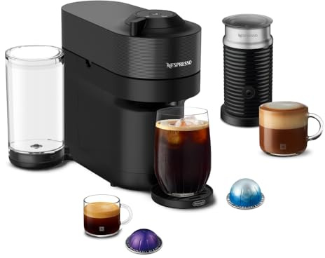 Nespresso Vertuo Pop+ Coffee and Espresso Machine by De'Longhi with Aeroccino Milk Frother, Liquorice Black