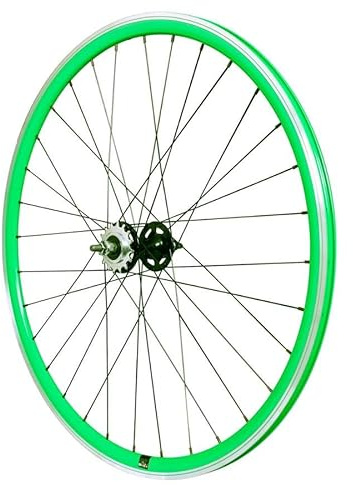 cyclingcolors 1x Fahrrad Hinterrad Felge Komplette Rand Radius Nabe für Fixie-Fahrrad Singlespeed Größe 700 (13-622) TubeType Festes Kettenrad 16 Zähne Flip Flop Aluminium Grün