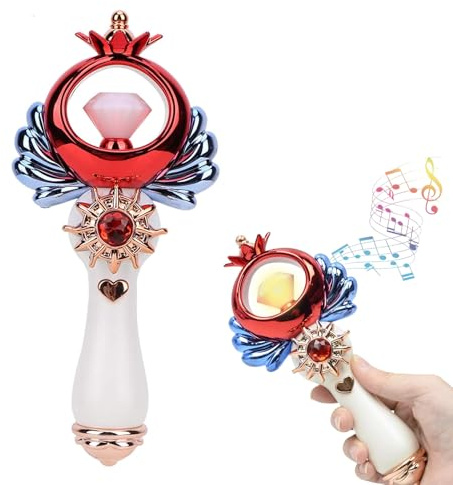 TMRBBesty Baguette Magique Fille, Accessoire Princesse Fille, Baguette avec Musique et Lumières, pour Anniversaire Fête de Noël Fête Cosplay Jouet Jeu de Rôle