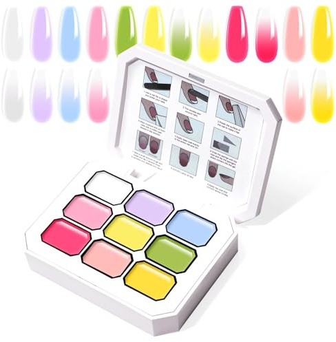 U-Shinein 9 Colors Gradient Painting Gel,Hema ＆ TPO Free, Palette J | Ombre Gel Nail Polish for Ombre Nails Aura Nails, French Manicure DIY Nail Art, long-lasting, high-pigment, for home & salon