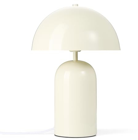 draadwerk® Tischlampe Pilz | Moderne Lampe aus pulverbeschichtetem Metall | Retro Schreibtischleuchte aus Metall | Vintage Lampe mit Kuppelschirm | E27 | Emilia (Creme)