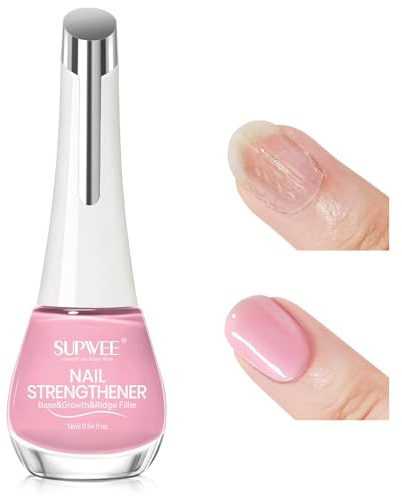 SUPWEE nagelhärdare med färg, 16 ml nagelhärdare testvinnare baslack behandling för svaga och spruckna naglar oljebaserad spårfyllmedel för nagelreparation nagelvård rosa