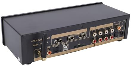 Jectse Convertisseur de Décodeur de Son Surround 5.1, 192 KHz 32 Bits, Prend en Charge L'interface Multimédia 4K HD Arc Optique Coaxial USB, Système AV Numérique Analogique avec (Prise UE)