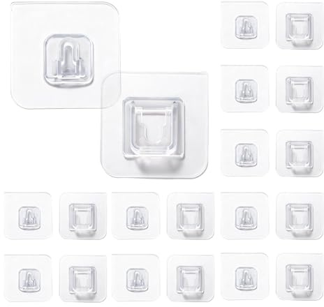 LifgWas 10 Pares De Ganchos De Pared Adhesivos De Doble Cara Multifuncionales Ganchos Autoadhesivos Ganchos Transparentes Para Colgar en Cocina, Baño Y Sala De Estar