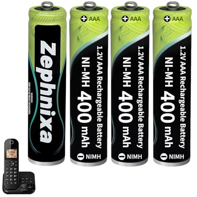 4 Stück AAA NiMH Akku 1,2V 400mAh für Gigaset/Panasonic Schnurlostelefone | Wiederaufladbar, vorgeladen, niedrige Selbstentladung, 2000 Zyklen – ideal für Schnurlostelefone von Gigaset & Panasonic