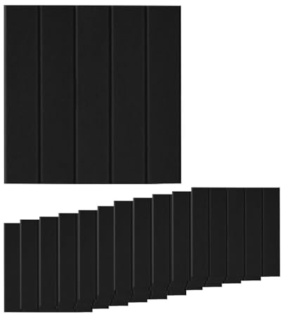 ZGUZMCMK 12x Tile Sheet Wallpaper Stickers Soundproofing Boards Noise Reduction Creative Sound Absorbing Panels for Living Room Indoor, Black