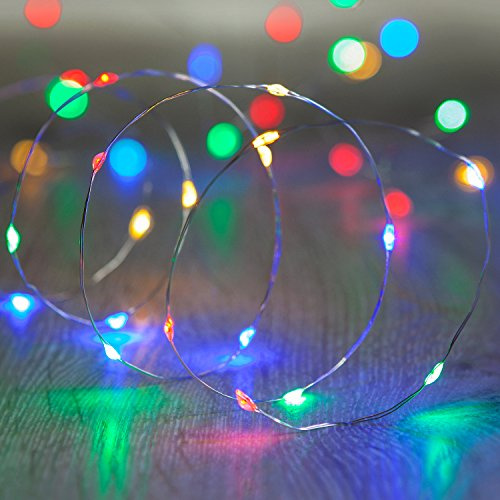 Lights4fun 20er LED Draht Micro Lichterkette bunt Batteriebetrieb