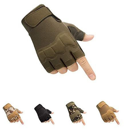 HYCOPROT Fingerless Tactical Gloves, Knöchelschutz Atmungsaktive leichte Outdoor-Militärhandschuhe zum Schießen Jagen Motorradfahren Klettern