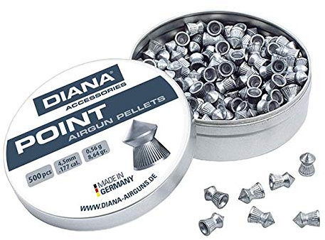 GSG Premium Diabolos Diana Point geriffelte Spitz Diabolo 4,5mm Luftgewehrkugeln für Luftdruckwaffen, Luftgewehr und Luftpistole Jagddiabolo