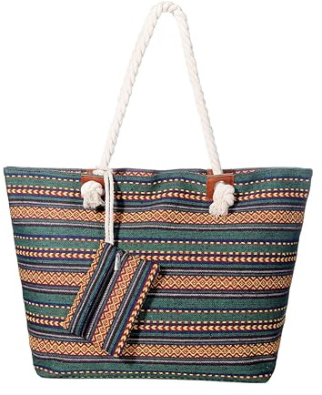 MASADA Badetasche XXL Familie Strandtasche Damen Beach bag groß mit Reißverschluss - Ethno Look