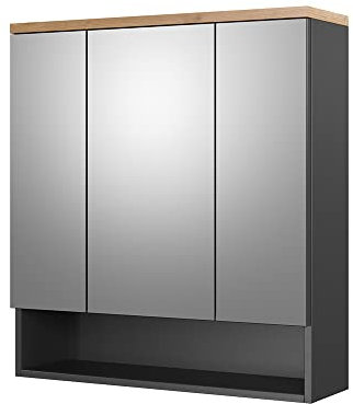 Vicco Badspiegelschrank Eden, Badezimmerspiegel, Anthrazit/Artisan-Eiche, 70 x 77 cm