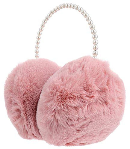 Warme Ohrenschützer für Frauen Winter Plüsch Ohrenschützer mit Perlen Stirnband Ohr Faux Pelz Ohrwärmer Ohr Cover Ohr Muffen Für Kinder Mädchen Frauen (Rosa)