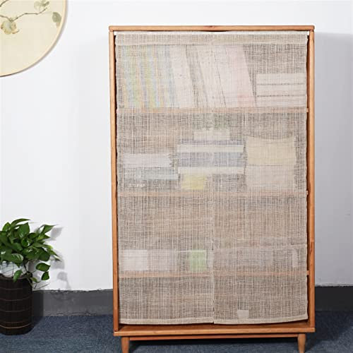 LIVEINU Ramie Schrankvorhänge für Küche, Kleiderschrank, Badezimmer, Staubdichter Vorhang für Regale, Wandpaneele, hängende Tür, Japanische Noren, Klettverschluss 60cm B x 100cm H Beige 2