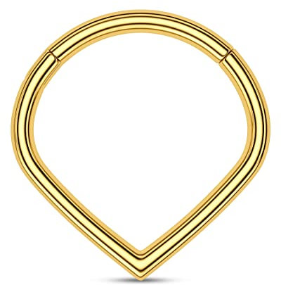 CM Crareesi Mania V-förmige Nasenring Septum Piercing Ring Piercing Ohr Septum Clicker 16Gauge 316L Chirurgenstah Septum Knorpel Daith Helix Tragus Conch Piercing Schmuck für Damen