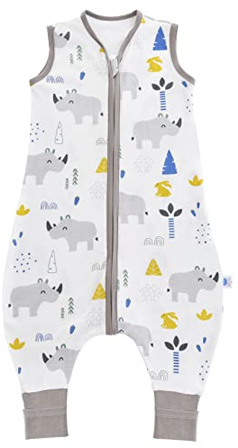 Chilsuessy Baby sommarsovsäck med fötter 0,5 tog små barnsovsäck med ben, ovadderad 100 % bomull, sovsparkdräkt för pojkar och flickor, söt noshörning, 100 cm/baby höjd 110–120 cm