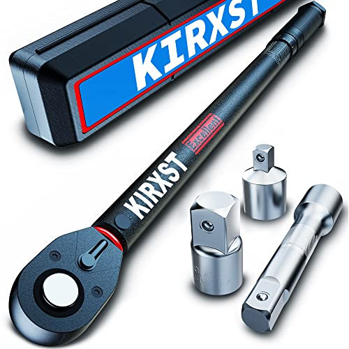 KIRXST Llave Dinamométrica 3/8 10-140 Nm, Llave de Torque, Set de 4 Piezas, Negro