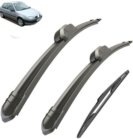 Essuie-glace de voiture compatible avec Citroen Saxo 1999-2003 Balais d'essuie-glace avant arrière en caoutchouc souple for pare-brise automatique 50,8 cm + 45,7 cm + 35,6 cm 2000 2001 2002 (Color :