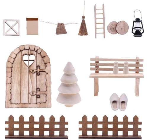 HNLMZ Wichteltür Weihnachten Set Weihnachten Zubehör Weihnachtswichtel Set | Weihnachtswichtel Tür Holz,Weihnachtswichtel Tür Ornament