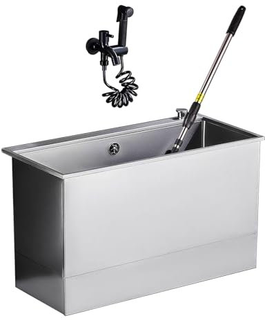Edelstahl Gewerbliche Spüle,Anzug Standwaschbecken, Freistehendes Universal-SpüLbecken,Mit Ablaufgarnitur,Für Restaurant, Bar, Buffet(47cm/18.5in,Sink+faucet)