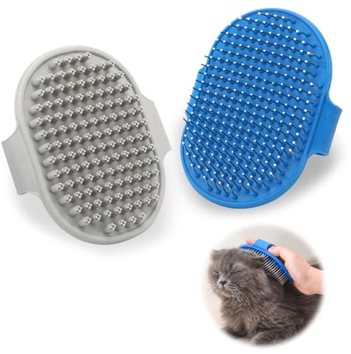 TNSLAND Katzenbürste Kurzhaar Hundebürste Unterwolle (2er Set) Katzen Bürste Hundebürste Langhaar, Hundekamm hundekamm und Massage Katzenbürste Langhaar, Fellpflege Hund von Badestriegel