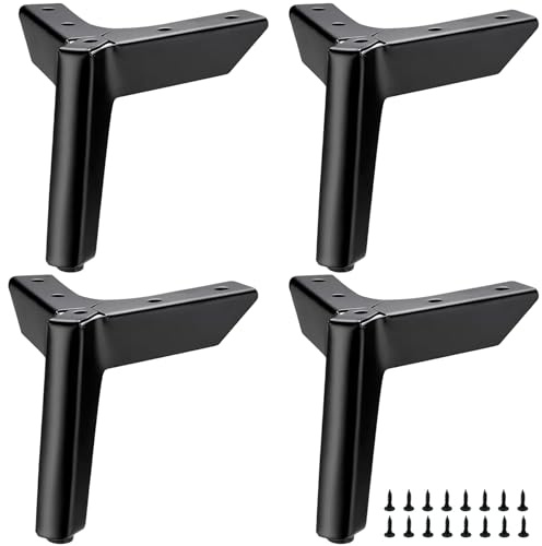 LONGZG 4 Stück 5.9 / 15 cm schwarz Möbelfüße, DIY Metall möbelbeine, Ersatz Schrankfüße, geeignet für Sofa Füße, Bettfüße, couchtisch füße, Sideboard füße und andere möbelfüsse.
