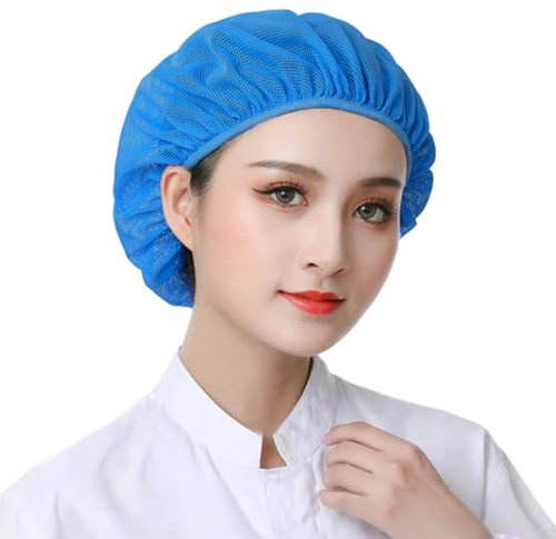 ZCXCsfp Elastische Kochmütze, Unisex, für Küche, Kochen, Lebensmittelservice, Haarnetze, verstellbare Netzkappe (6 Stück), blau, One size