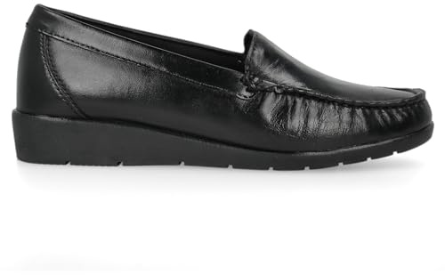 PAYMA - Mocassin en Cuir pour Femme Âgée, Confortable. Mocassin Kiowa Décontracté Cousu À La Main. Très Flexible. Semelle en Caoutchouc. Chaussure De Marche. Couleur : Noir, Taille : EU 40