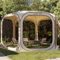 EAST OAK Pop Up Zelt, Pavillon 3,4×3,4m, Partyzelt 8-10 Personen, Gazebo Großes für Camping, Garten, Pool, Top Stoffe Wasserdicht, UV50+ Schutz, 360° Belüftung, Anti Moskito, mit Tragetasche, Beige