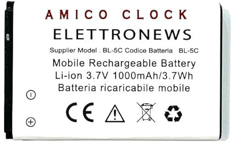Batteria per Brondi Amico Clock nuova produzione 2024 capacità 1000 mAh batteria compatibile pari originale Amico clock BL-5C