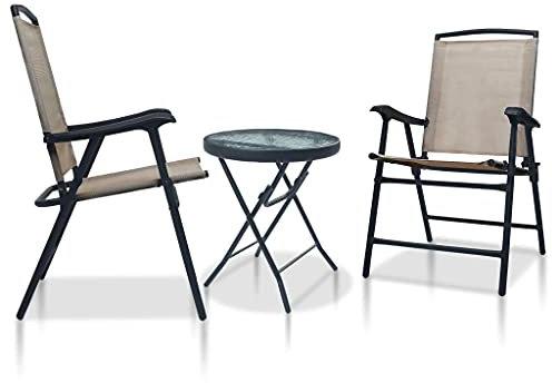 Lauuoeriau Outdoor-Möbel-Set, 3-teiliges Bistro-Set, Taupe Stahl