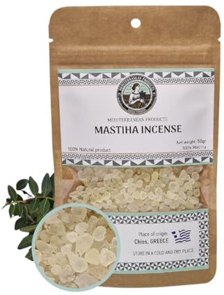 Mastiha Incense Resin Tears – Pure Mastika Tree Resin for Incense Burners | Frankincense Resin from Chios for Aromatherapy, Meditation, Relaxation, and Spiritual Cleansing | Premium Home Fragrance