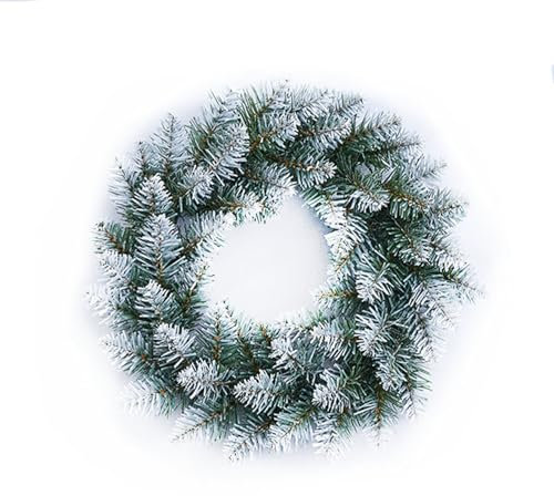 Weihnachtskranz Künstlicher Türkranz Weihnachten Adventskranz Weihnachten Kränze Weiß Kunstschnee Künstlicher Tannenkranz für Basteln DIY Handwerk Homedeko Weihnachtsdeko (40cm)
