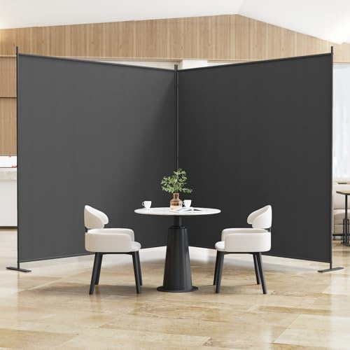 Helios&Hestia 2-Panel 6 ft Tall Indoor Folding Room Divider, Portable Privacy Screen, Freestanding Partition Separator, Temporary Wall Separation for Bedroom, Office, 142 W X 71 H, Dark Grey
