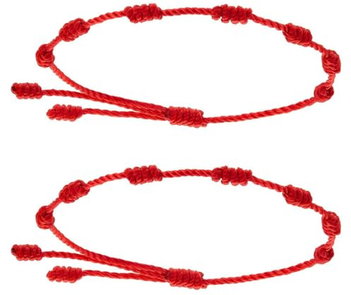 2 pezzi Bracciali Coppia Filo Rosso del Destino, in di Corda, Intrecciati Mano Regalo, unisex, regolabile, per la protezione contro il malocchio, portafortuna