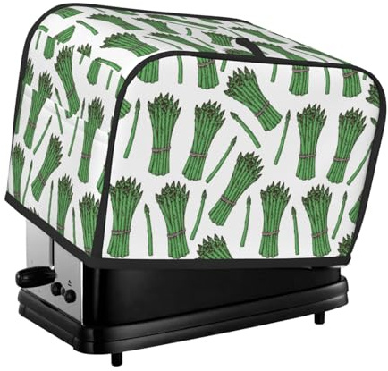 Copertura per tostapane a 2 fette, stampa verde asparagi, con tasche, per piccoli elettrodomestici da cucina, protezione dalle impronte digitali, lavabile in lavatrice