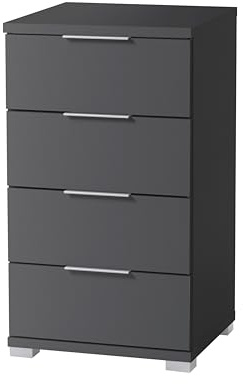 SMILLA Nachttisch in Graphit 46 x 79 x 42 cm (B/H/T) Nachtschrank | Moderner Beistellschrank mit 4 geräumigen Schubladen, minimalistisches Design in Graphit, viel Stauraum