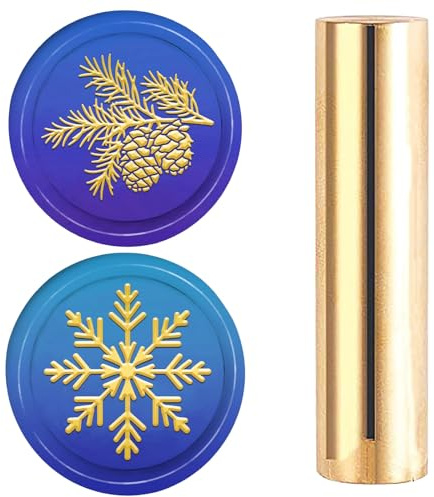 craspire 15mm Wachssiegelstempel Mini 2 Seiten Muster Vintage Tannenzapfenzweige Winter Schneeflocke Messing Siegelstempel Für Hochzeitseinladungen Umschläge Halloween Weihnachten Erntedankfest Party