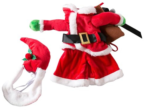Zuoeay Haustier Santa Kostüm Mit Weihnachtsmütze Für Katzen Hunde Weihnachtsfeier Festival Kostüm Cosplay Accessoires Weihnachtsverkleidung
